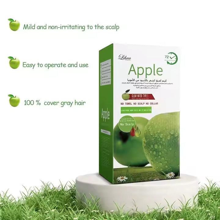 Apple Black Hair Cream – Instant Black Hair in 5 Mins, No Skin Stains, No Scalp Coloring!