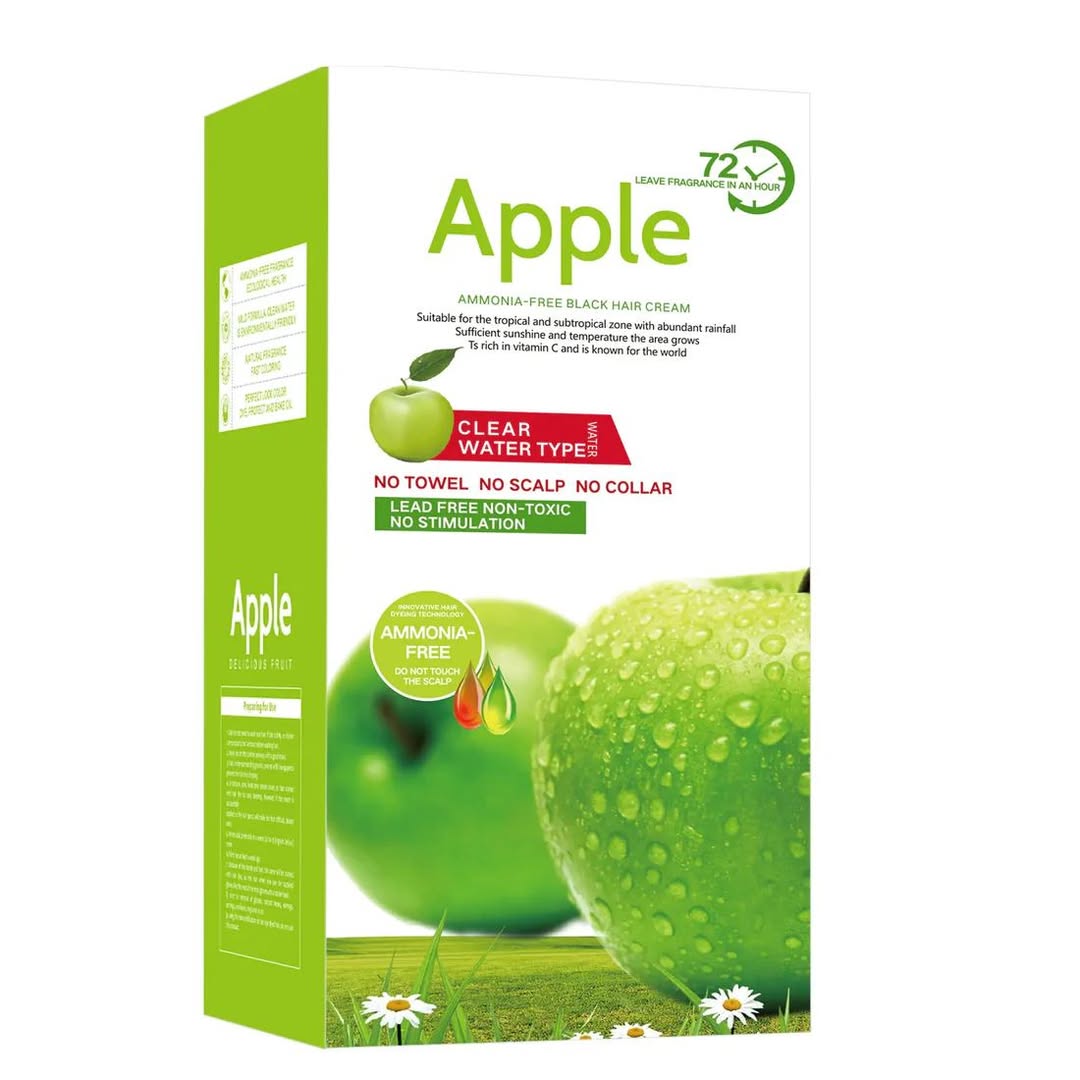 Apple Black Hair Cream – Instant Black Hair in 5 Mins, No Skin Stains, No Scalp Coloring!